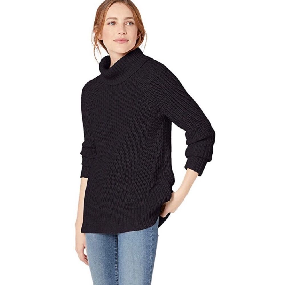 GOODTHREADS Shaker Stitch Cowlneck Knit Sweater‎ Black L Nwt